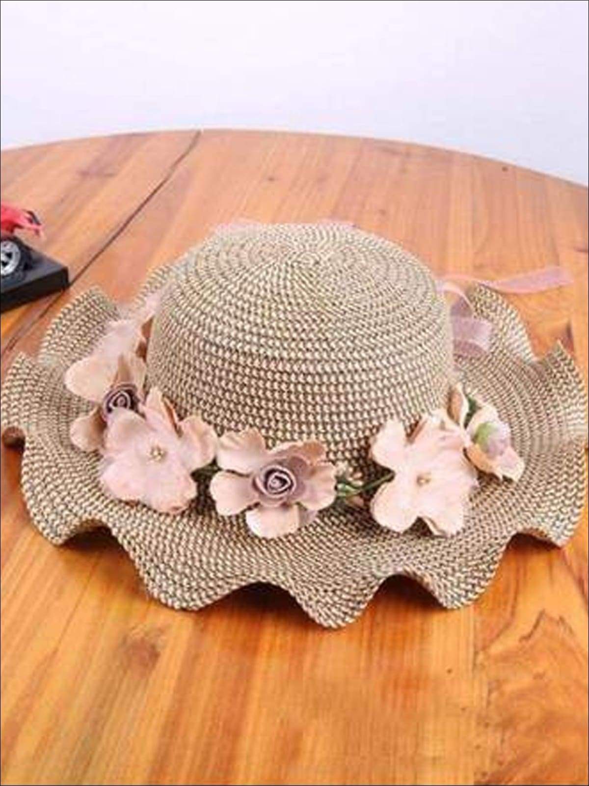 Girls Straw Hat with Sunflower – Mia Belle Girls