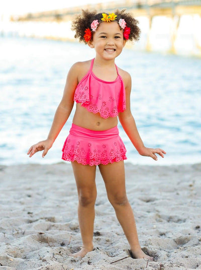 Kids Resort Wear | Girls Floral Ruffle Skirted Two-Piece Swimsuit – Mia ...