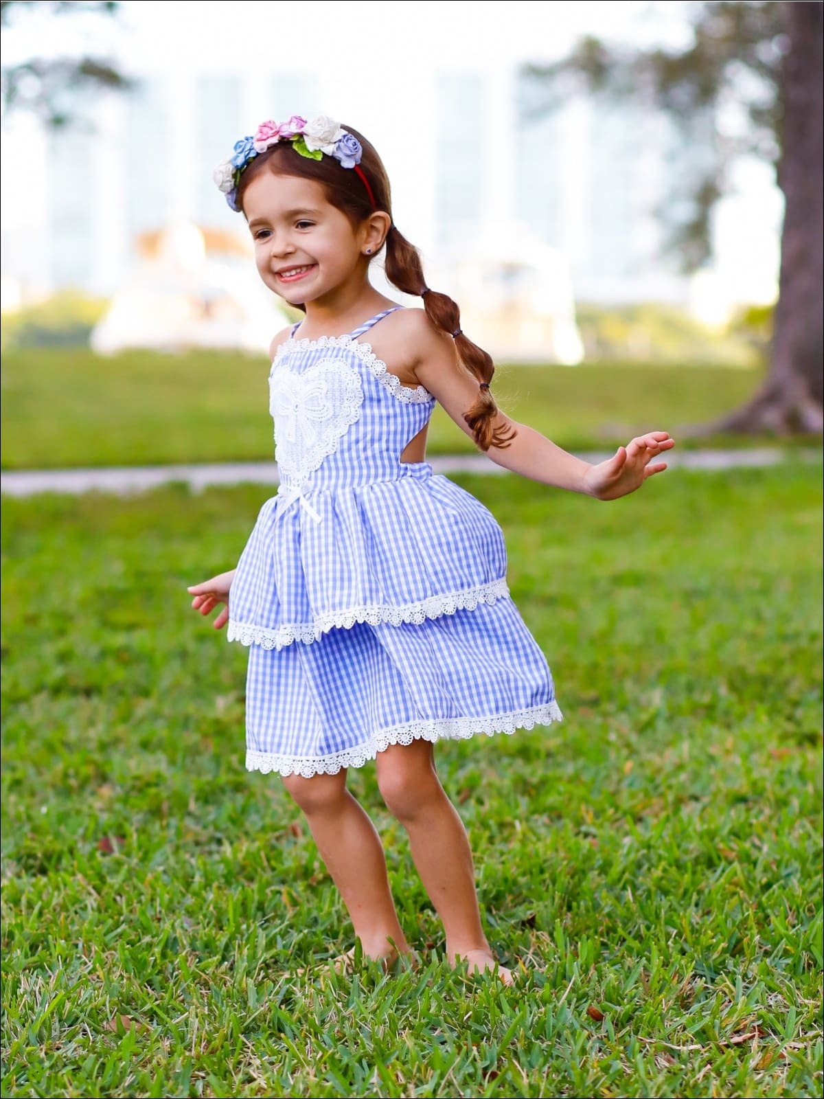 Lovey Dovey Tiered Gingham Dress – Mia Belle Girls