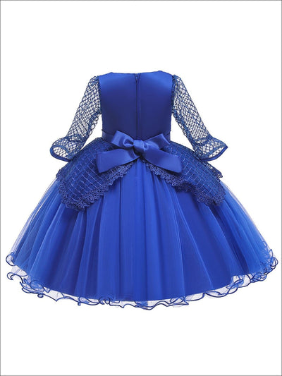 Girls Long Sleeve Lace Princess Holiday Dress With Flower Sash – Mia ...