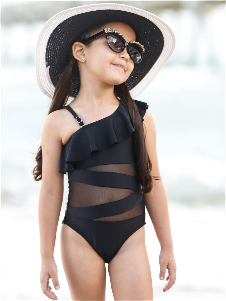 One Shoulder Shark Mouth Tooth Bikini Swimsuit for Girls One-Piece Swimwear  for Teens with Chain Strap : : Clothing, Shoes & Accessories