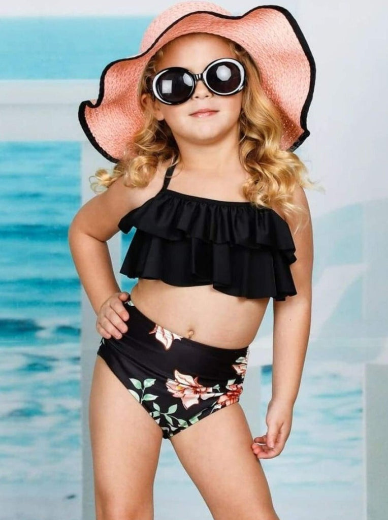 Little Girls Swimwear  Girls Two Piece High Rise Bikini & Cover