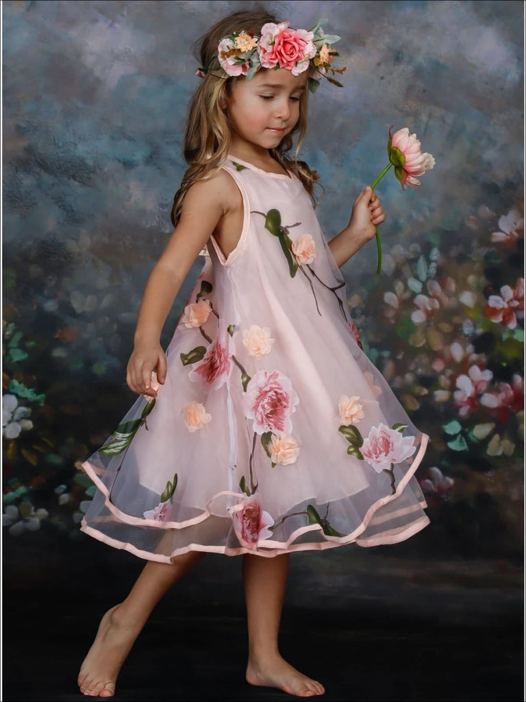Toddler Summer Dresses | Flower Mesh Dress - Mia Belle Girls