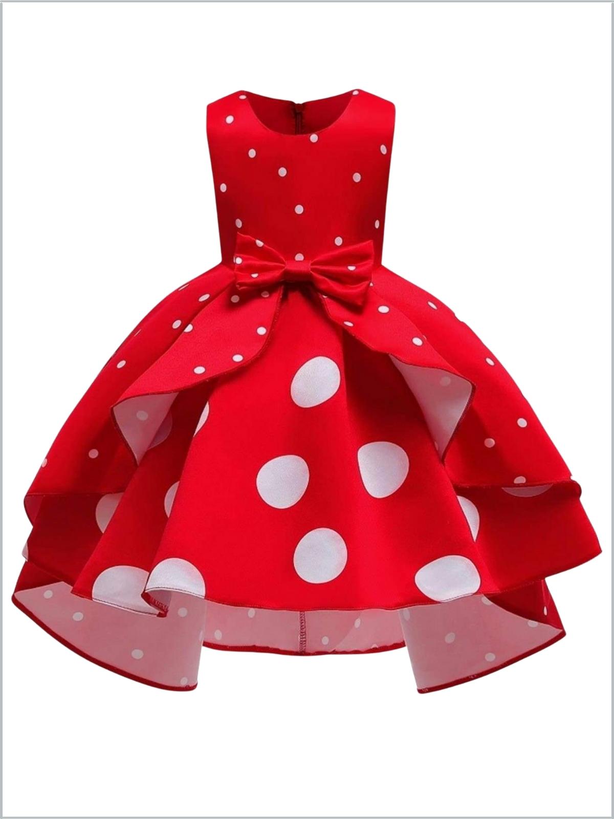 Winter Formal Dress | Girls Polka Dot Hi-Lo Holiday Princess Dress ...