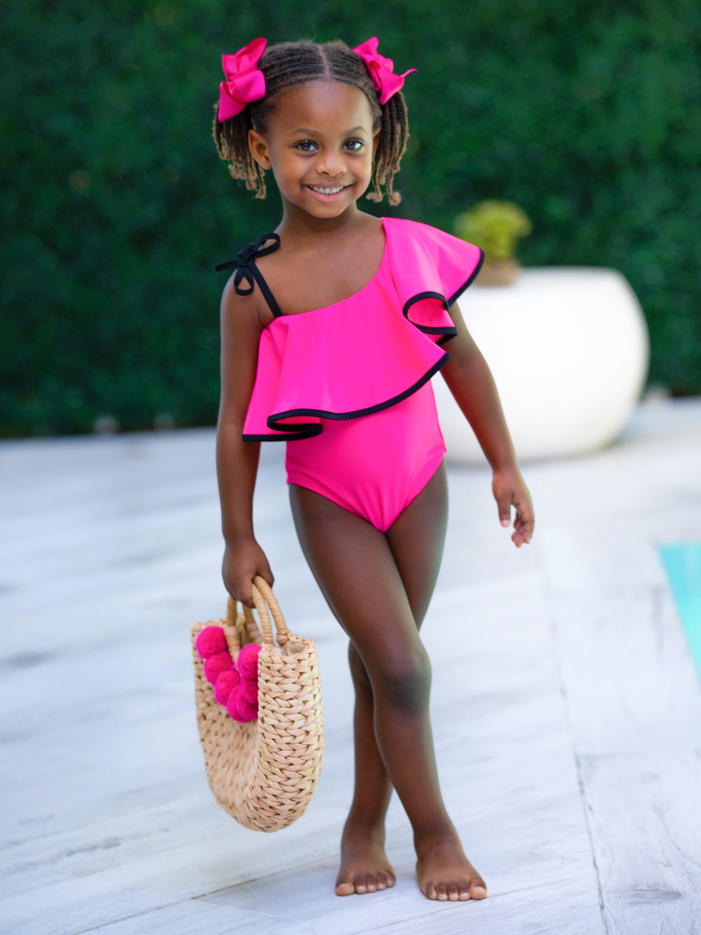 Toddler Swimwear | Girls Ruffle Bib One Shoulder One Piece