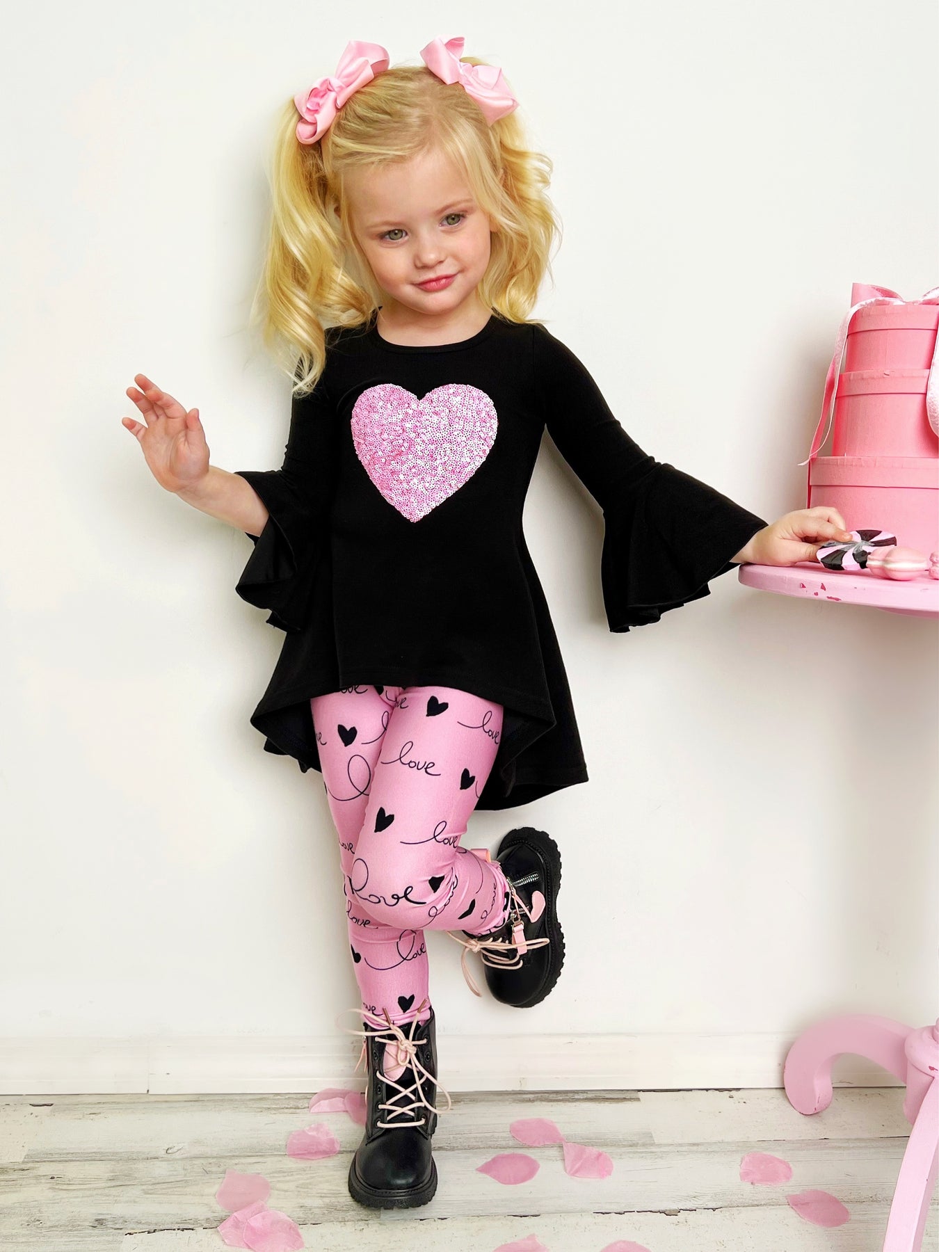 Kid's Valentine's Day Sets | Sparkle Heart Hi-Lo Tunic & Legging Set ...