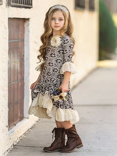 Cute Outfits For Girls | Abstract Floral Hi-Lo Drawstring Ruffle Dress ...