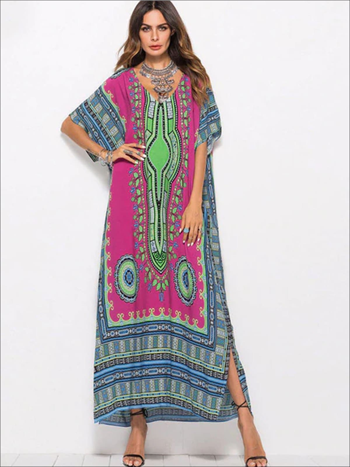Women's Plus Size Kaftan Maxi Dress – Mia Belle Girls